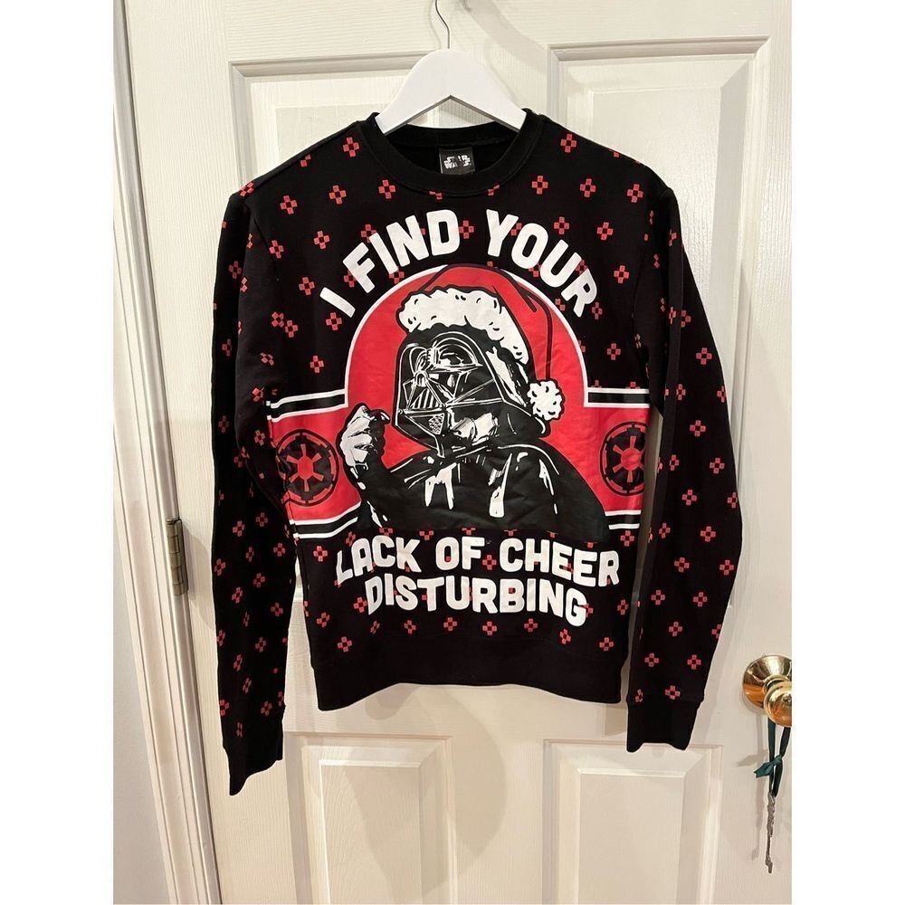 Star Wars Black Darth Vader Christmas Sweatshirt sz S (flaw)